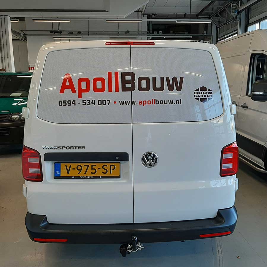 belettering bestelbus Apoll Bouw