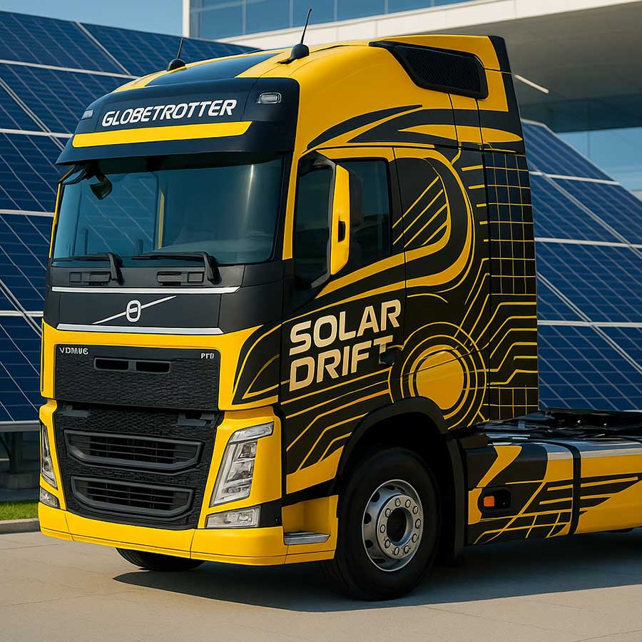 vrachtwagen bestickeren en wrappen cign solar drift